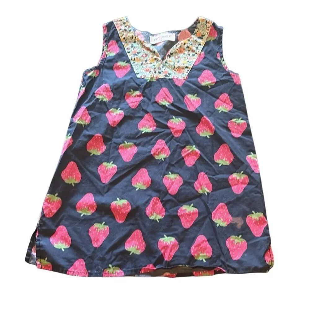 Petit Peony Strawberry Print B.T. Kids Seersucker Embroidered Tier Dress Girls 5